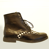 Men’s boot leather with checkerboard pattern